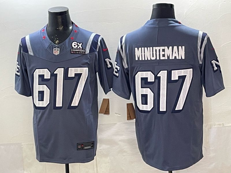 Men 2026 New England Patriots 617 Minuteman Blue 5th generations Nike Limited NFL Jersey style 011